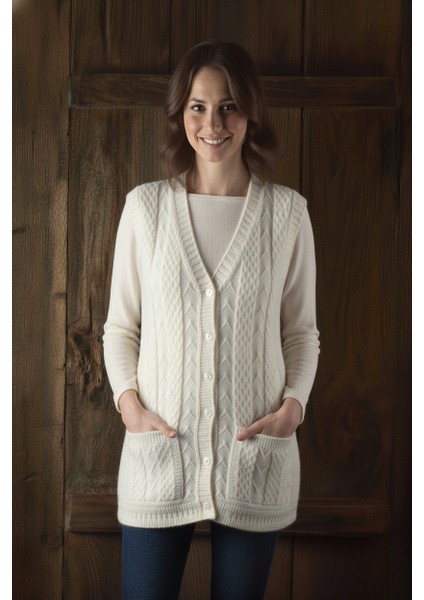 Anne Yeleği Klasik Örgü Yün Pamuk Karışımlı