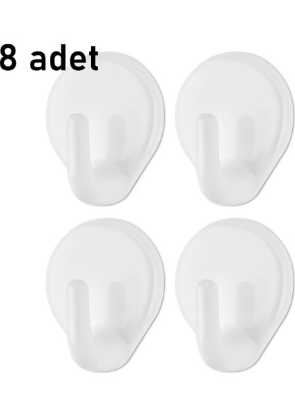 8 Ader Askılık Banyo Mutfak Askısı Qlux L-00734 8 Adet Beyaz Askı Yapışkanlı Askı Havlu Askısı