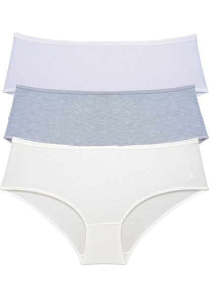 3 Adet Kadın Yüksek Bel Bato Külot Beyaz Gri Krem indirimleri