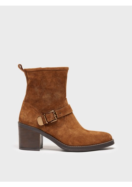 Kadın Hakiki Deri 7.5 cm Topuklu El Yapımı Tokalı Günlük Şık Bot fırsatları