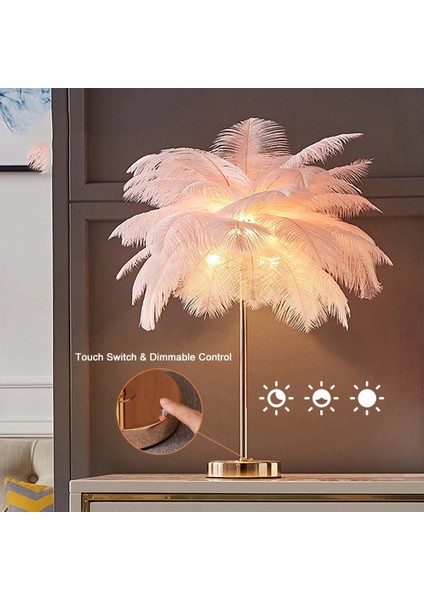 Masa Lambası Deve Kuşu Tüy Palmiye Pembe Abajur fiyatları