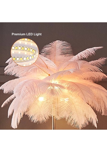 Masa Lambası Deve Kuşu Tüy Palmiye Pembe Abajur modelleri