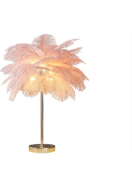 Masa Lambası Deve Kuşu Tüy Palmiye Pembe Abajur indirimleri