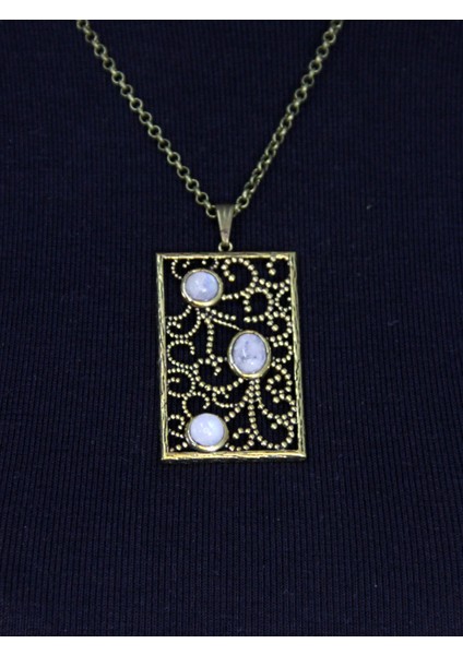 Doğal Taş Aytaşı 3'lü Doğal Taşlı Antik Kadın Kolye EUK45AY fiyatları