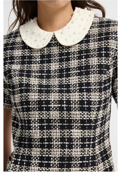 Kısa Kollu Tüvit Elbise Eks.siyah 12442819002 modelleri