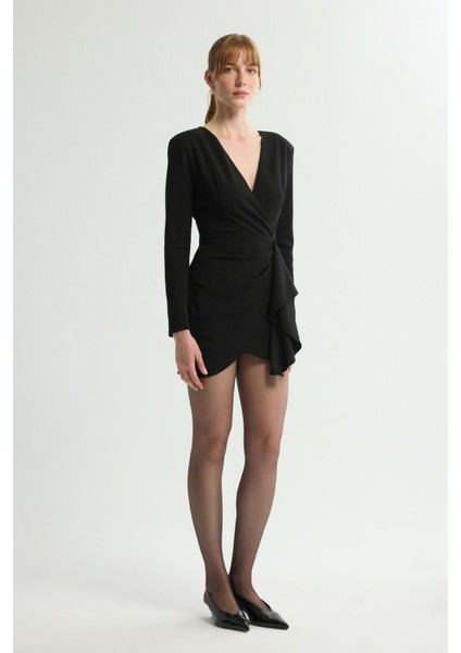 V Yaka Kruvaze Elbise Siyah 124L9754000 modelleri