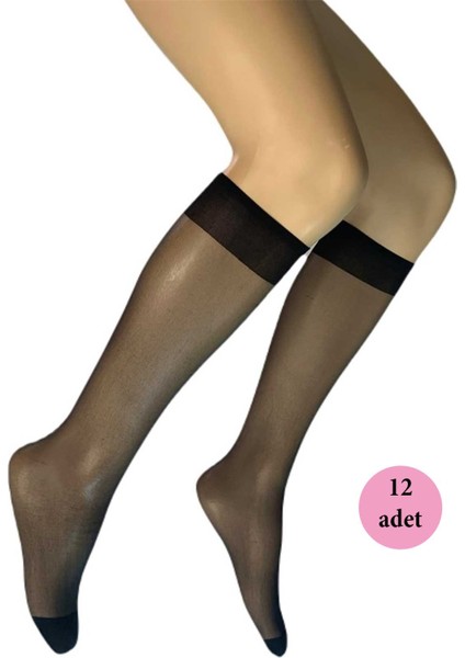 12 Adet Parlak Dizaltı Kadın Çorap 15 Denye Siyah 500 modelleri