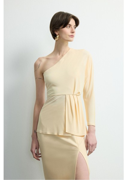 Tek Omuz Örme Bluz Vanilya 115M2245000 fırsatları