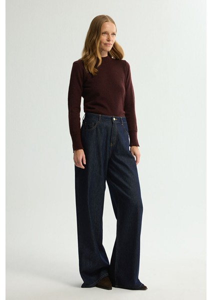 Bol Paça Denim Pantolon Lacivert 153L9737000 fırsatları