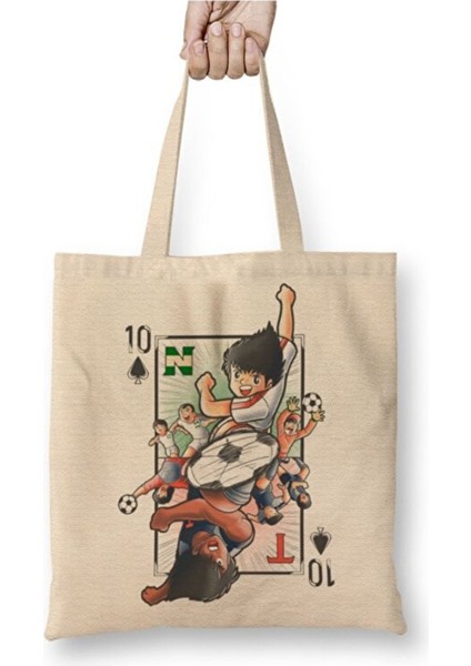 Kaptan Tsubasa Bez Çanta Uzun Saplı Alışveriş Çantası Plaj Çantası