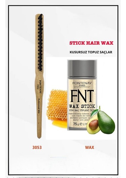 Profesyonel Topuz Fırçası 3053 & Hair Stick Wax 75 gr