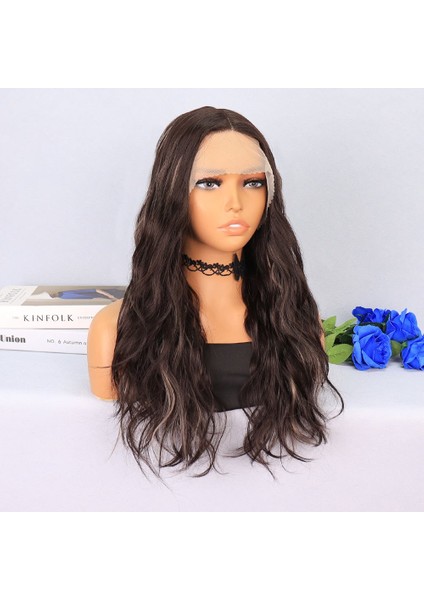 Koyu Kumral Platin Işıltılı Hafif Dalgalı Tül Peruk fiyatları