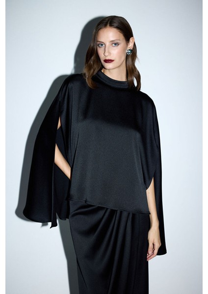 Pelerin Detaylı Bluz Siyah 11545951000 fırsatları