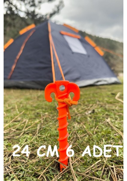 6' Li 24 cm Çadır Kazığı, Çakma Kazığı, Çadır Sabitleme Kazığı, Kancalı Kazık, Plastik