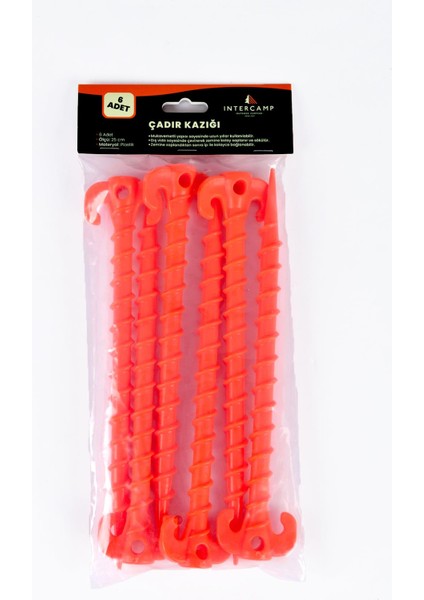 6' Li 24 cm Çadır Kazığı, Çakma Kazığı, Çadır Sabitleme Kazığı, Kancalı Kazık, Plastik modelleri