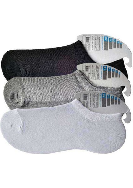 Siyah Gri ve Beyaz Erkek Görünmez Çorap 3 çift modelleri
