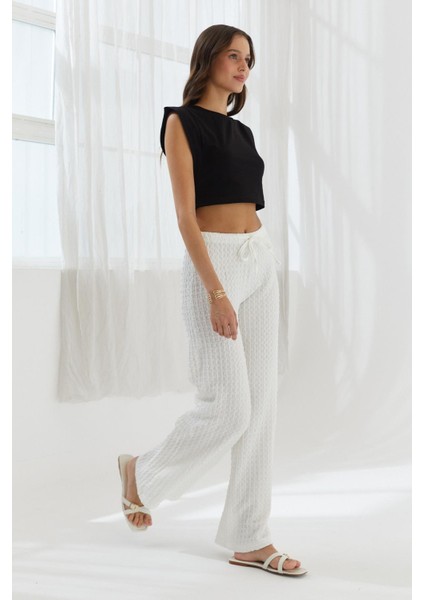 Beli Lastikli Gofre Pantolon Ekru fırsatları