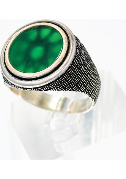 Yeşil Taşlı 925 Ayar Gümüş Erkek Yüzük – Klasik ve Gösterişli Tasarım fiyatları