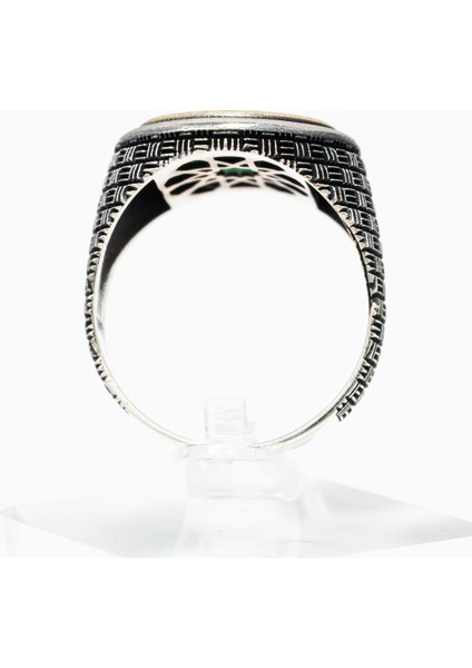 Yeşil Taşlı 925 Ayar Gümüş Erkek Yüzük – Klasik ve Gösterişli Tasarım indirimleri