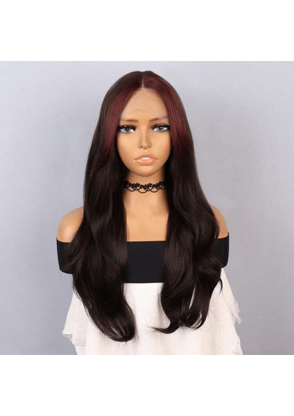 Kahverengi Perçemler Kızıl Işıltılı Tül Peruk