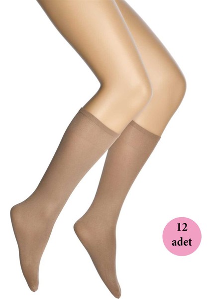 12 Adet Mikro 70 Dizaltı Kadın Çorap Bronz 38 modelleri