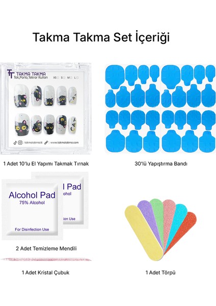 10'lu Siyah Kısa Balerin KBL1487 Tekrar Kullanılabilir El Yapımı Protez Takma Tırnak - Ten Rengi-Siyah-M fiyatları