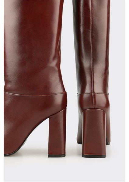 Kahve Deri Kadın Yüksek Topuk Çizme fırsatları