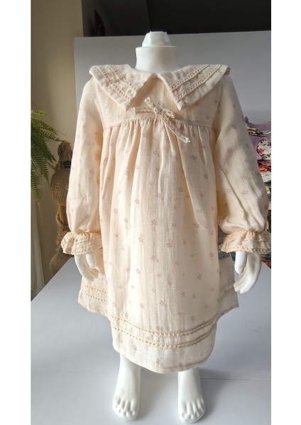 Kız Bebek Çocuk Elbise Otantik Keten Müslin %100 Pamuk Astarlı Tarz Tasarım Çok Şık fiyatları