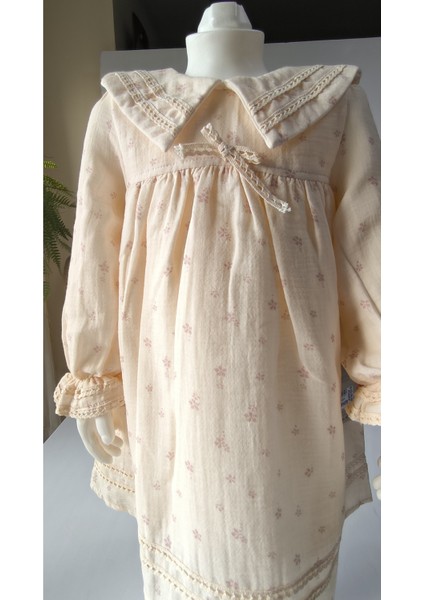 Kız Bebek Çocuk Elbise Otantik Keten Müslin %100 Pamuk Astarlı Tarz Tasarım Çok Şık fırsatları