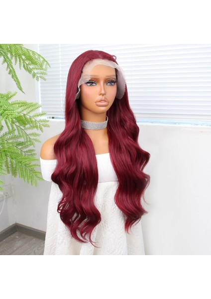 Kızıl Fiber Sentetik Geniş Dalgalı Tül Peruk modelleri