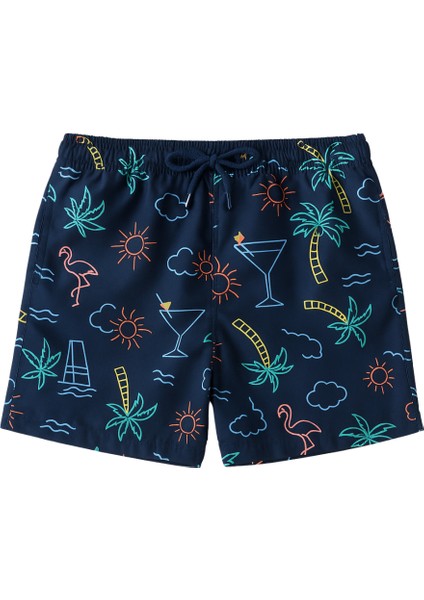 Erkek Çocuk Palmiye Desenli Deniz Şortu Lacivert indirimleri