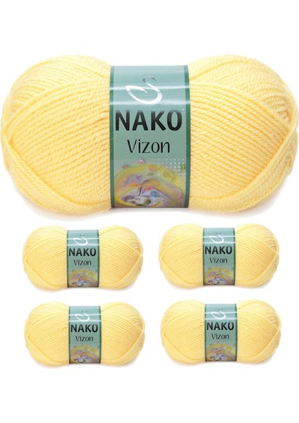 5 Adet Vizon Premium Akrilik El Örgü İpi Yünü Renk No:215 Saman Sarı modelleri
