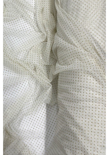 Yağmur Damlası Simli Abiye Elbise Şallık Tül Kumaş Ekru 12 fırsatları