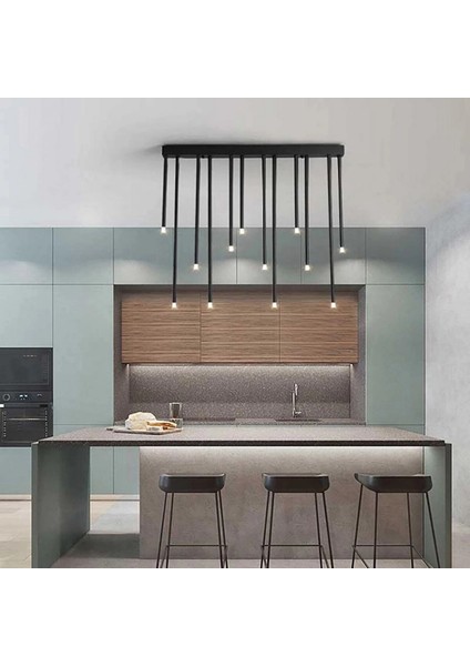 Pipe Plafonyer LED Avize 100 cm 12LI Boru Siyah fiyatları