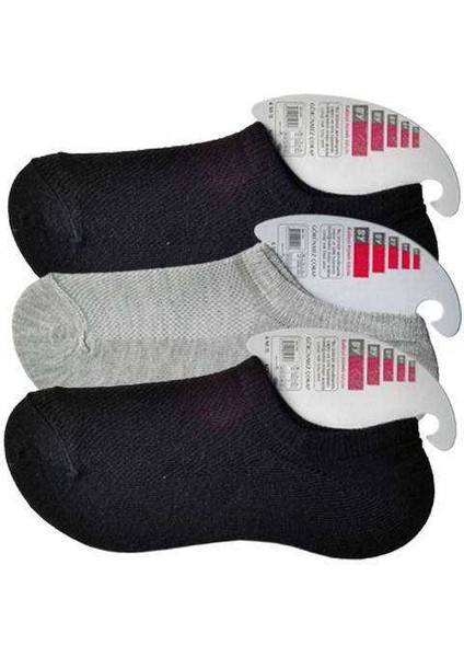 Siyah ve Gri Kadın Görünmez Çorap 3 çift modelleri