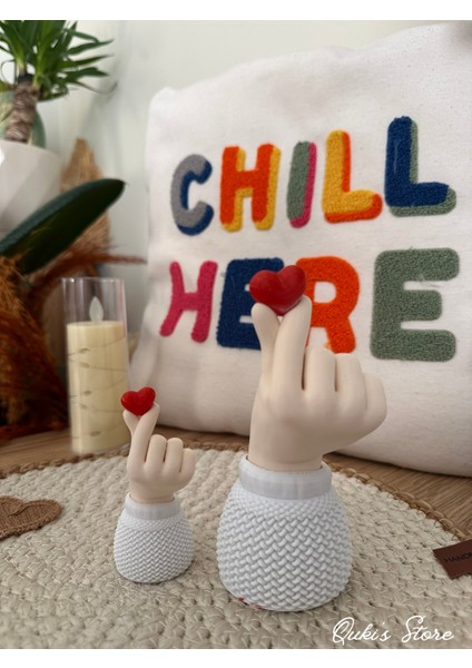 Korean Heart 2'li Biblo Seti, Sevimli Kalp Tutan El, 9CM-14CM, Organik-Biobozunur Malzeme modelleri