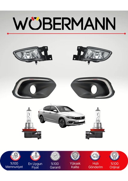 Fiat Egea (Tipo) Sis Farı Seti + Çerçeve ve H1 Ampul %100 Uyumlu