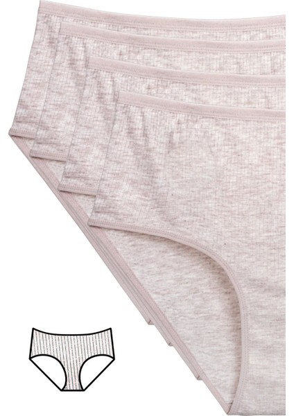 4'lü Yeni Seri Renkli Yüksek Bel Fitilli Ribana Bato Külot Kahve modelleri