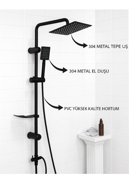Fawer Siyah Yağmurlama Robot Duş Seti Metal El-Tepe Duşlu - 400A fırsatları