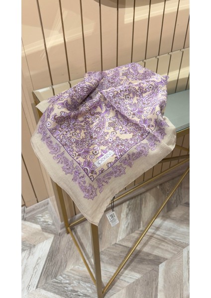Ipekevi Mezopotamya Model 06 Desenli Tensel Eşarp Taş Mor
