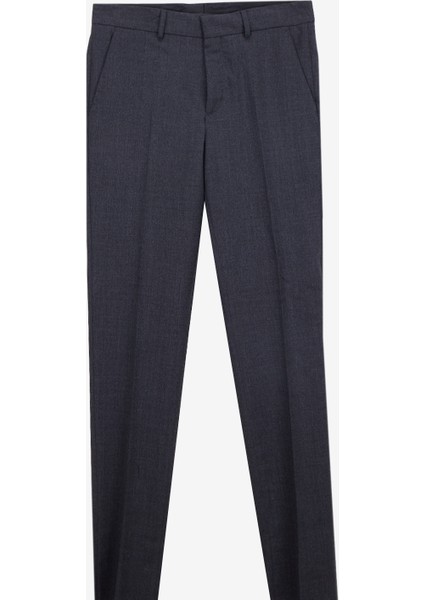 Normal Bel Açık Paça Paça Slim Fit Antrasit Melanj Erkek Pantolon Cıty- 4