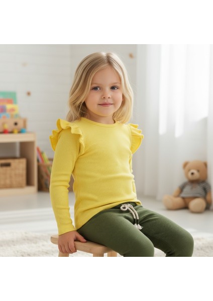 Omuzu Fırfırlı Kız Çocuk Taytlı Takım fırsatları