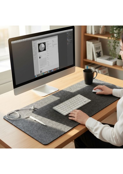 Mouse Pad Masa Koruyucu Büyük Keçe Oyuncu Matı 3mm Antrasit Renk indirimleri