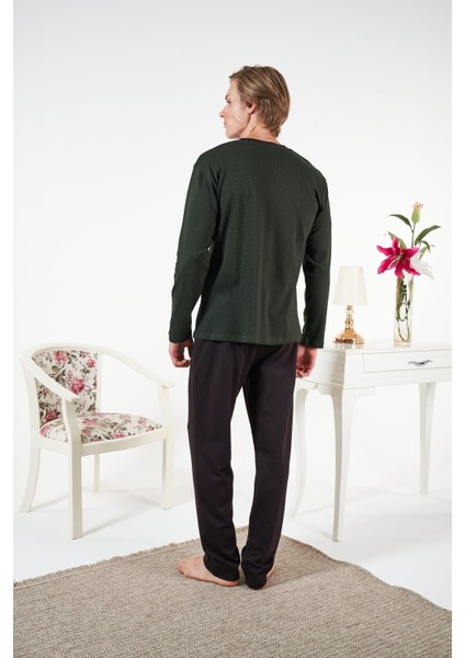 Erkek Haki Penye Interlok Pijama Takımı - 25439R fiyatları