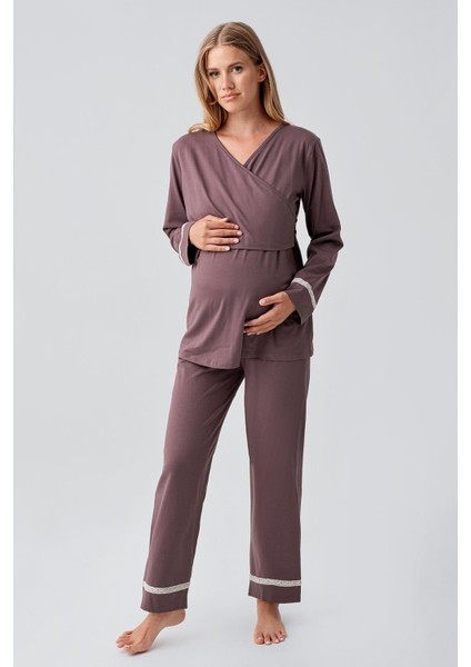 Uzun Kollu Esnek Pamuklu Hamile Pijama Takım 18201