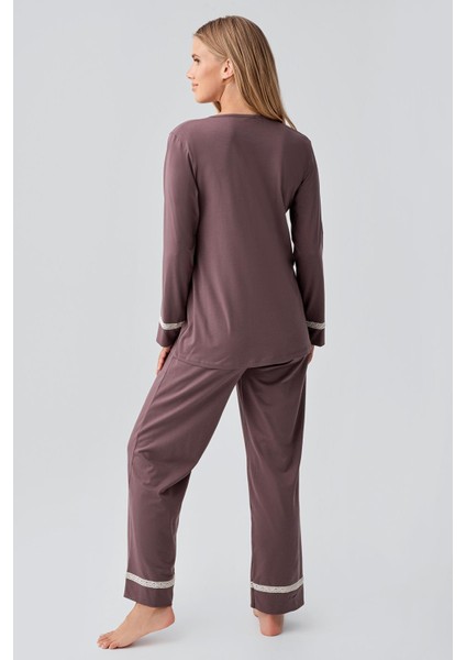 Uzun Kollu Esnek Pamuklu Hamile Pijama Takım 18201 modelleri