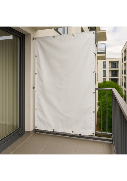 Beyaz Renkli Su Geçirmez Kapsüllü Balkon, Gölgelik, Uv Katkılı Güneşten Koruma Dokuma Branda