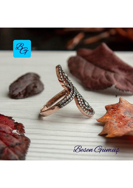 Zirkon Taşlı Rose Damla Mekik Yüzük fiyatları