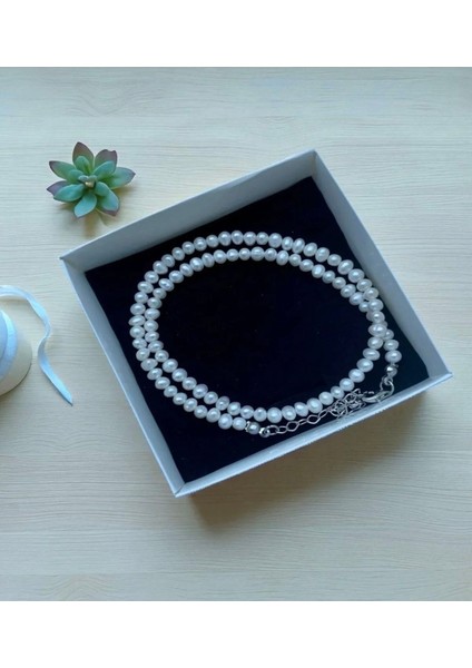 Sertifikalı Doğal 4 mm Inci Kolye - 40CM 7 cm Uzatma Zinciri fiyatları