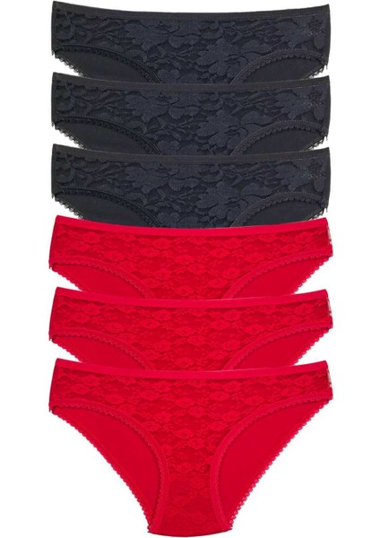 6 Adet Önü Dantelli Transparan Kadın Slip Külot S21 fiyatları